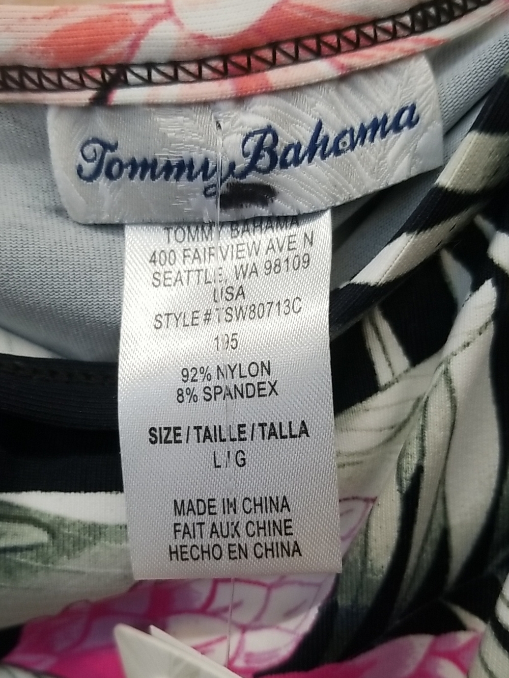 Tommy Bahama Floral Black Off-Shoulder Dress with Pink Accents - Picture 2 of 5